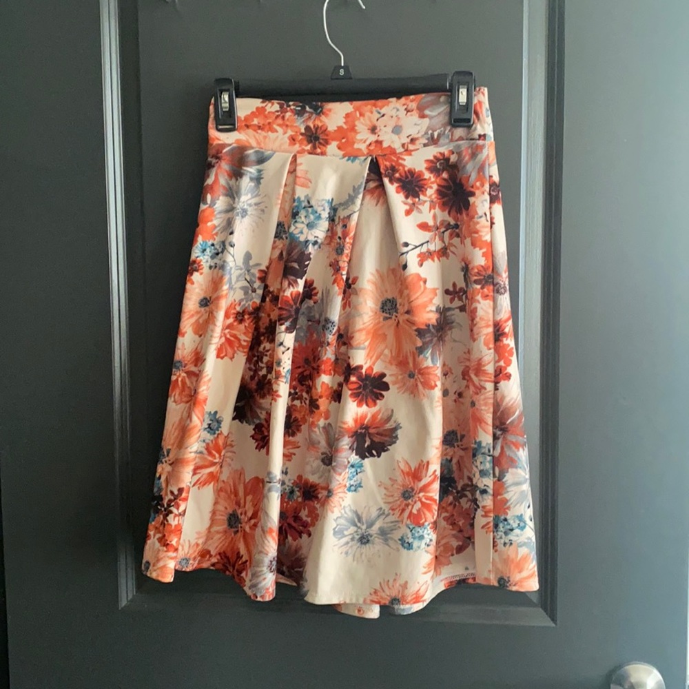 Paper Moon pink, blue and burgundy a line skirt